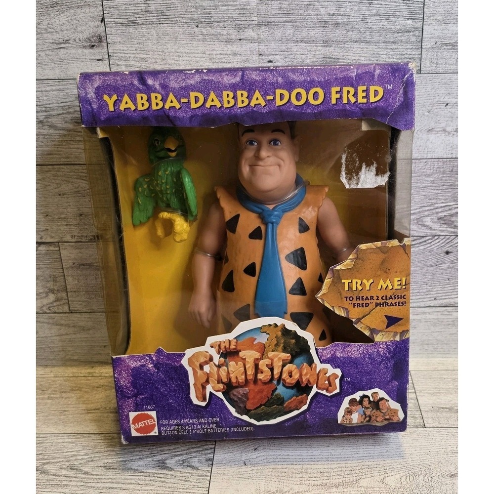 Vtg Mattel 1993 The Flintstones Movie Yabba-Dabba-Doo Fred ‎ Box Damage